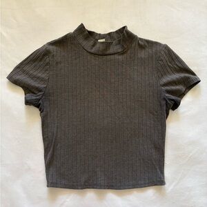 Bozzolo Charcoal Ribbed Crop Top